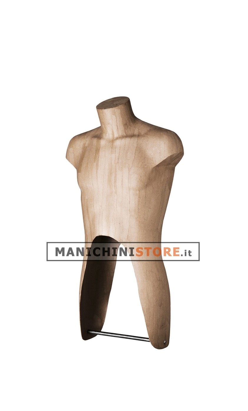 Busto uomo con portapantalone rivestito in cartapesta cartone