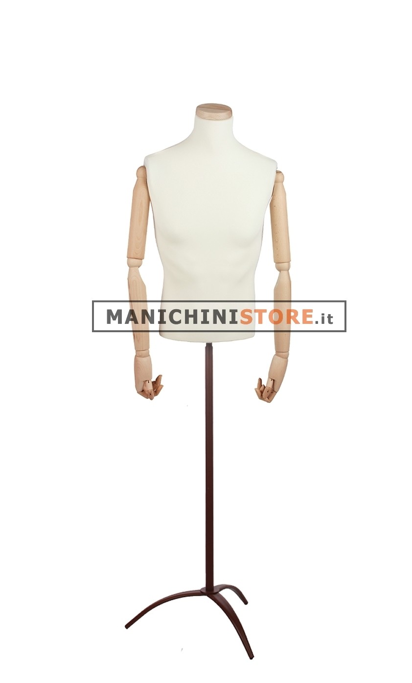 Busto uomo braccia legno rivestito in lycra