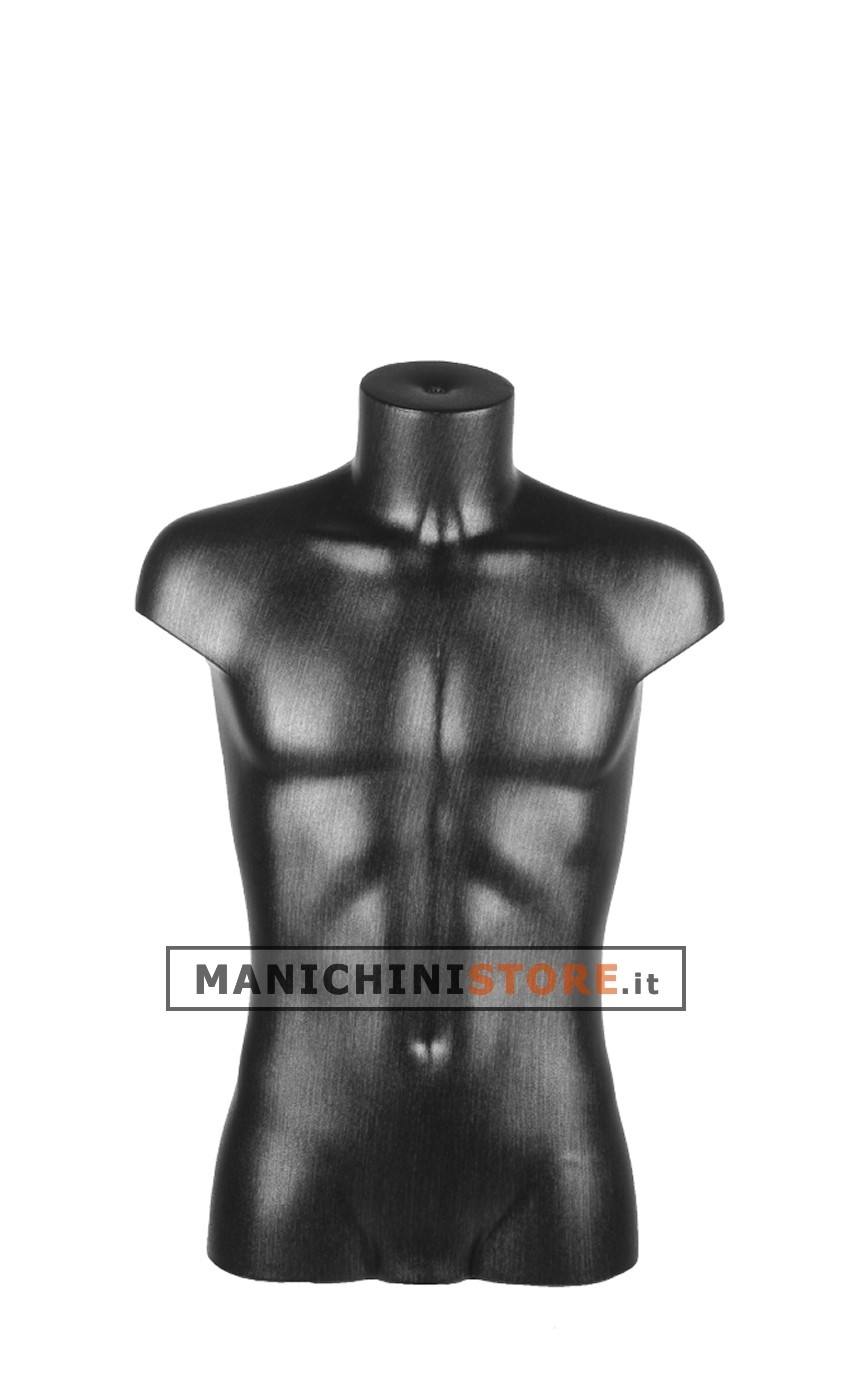 Busto uomo effetto nero satinato senza testa