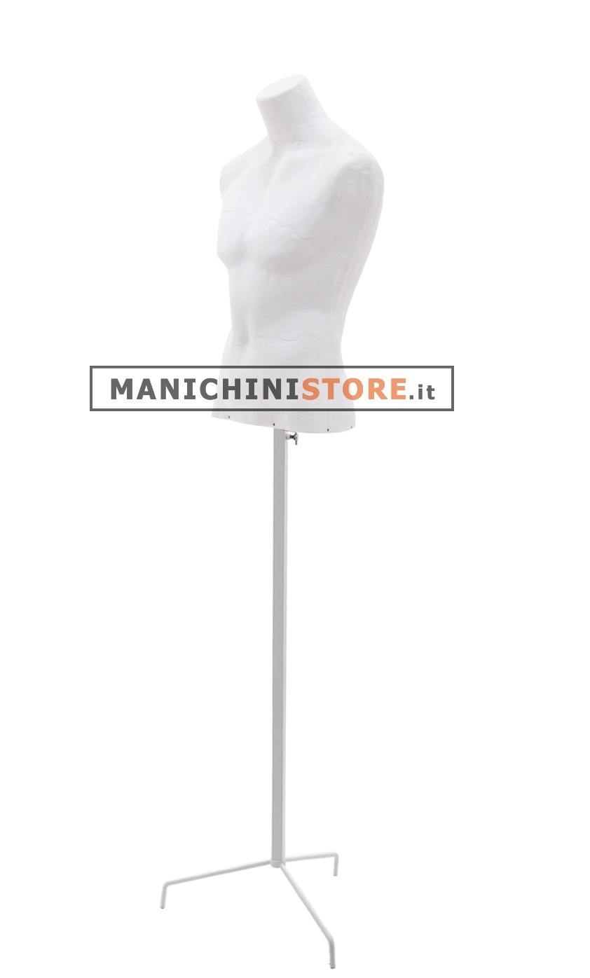 Busto cartapesta uomo bianco con treppiede