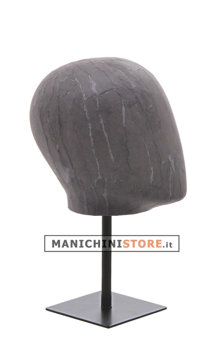 Testa uomo porta accessori in cartapesta Antracite con base nera