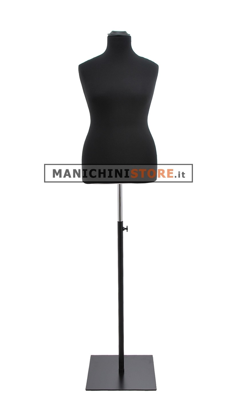 Busto donna sartoriale taglia comoda nero con base quadra