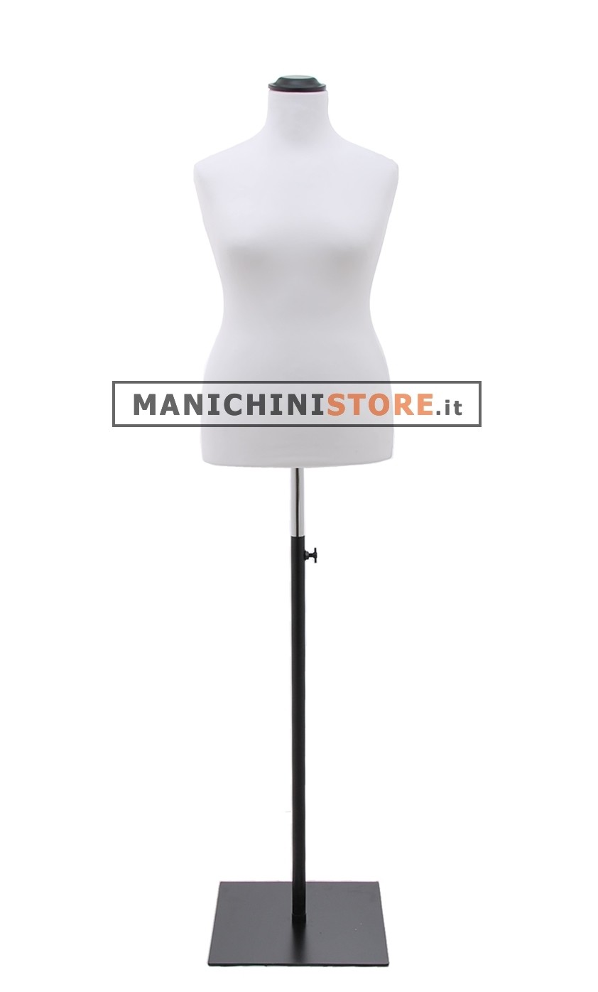 Busto donna sartoriale taglia comoda bianco con base quadra