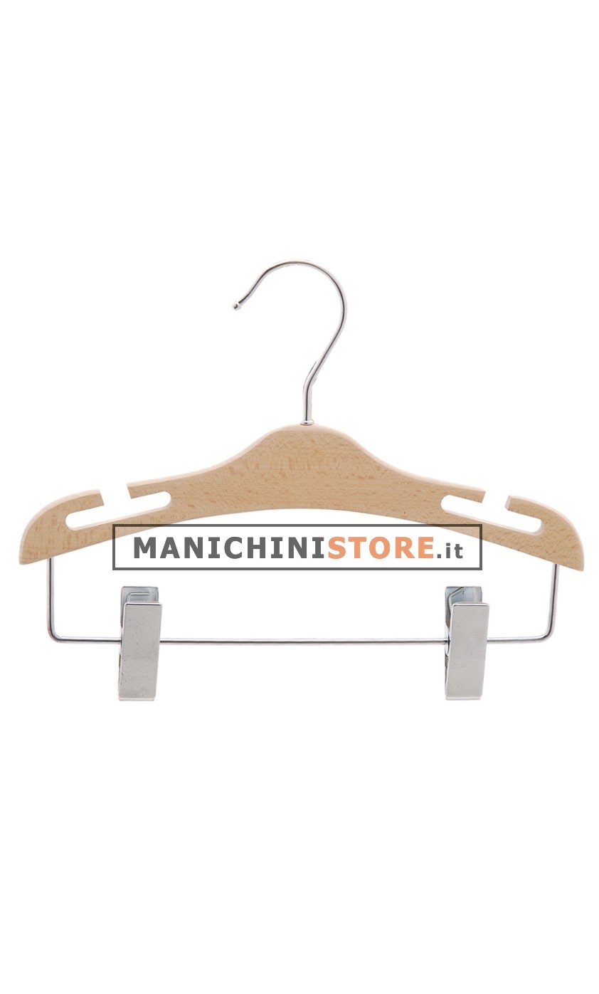 Gruccia legno bambino con taglio a spallina e pinza cm. 26  x cm.1 - Faggio
