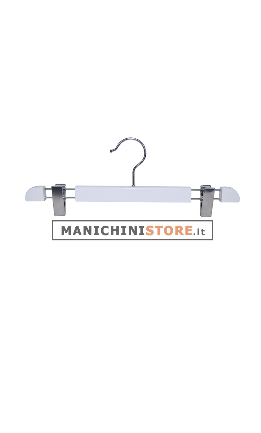 Gruccia legno pinza 40 cm - Bianco Lucido