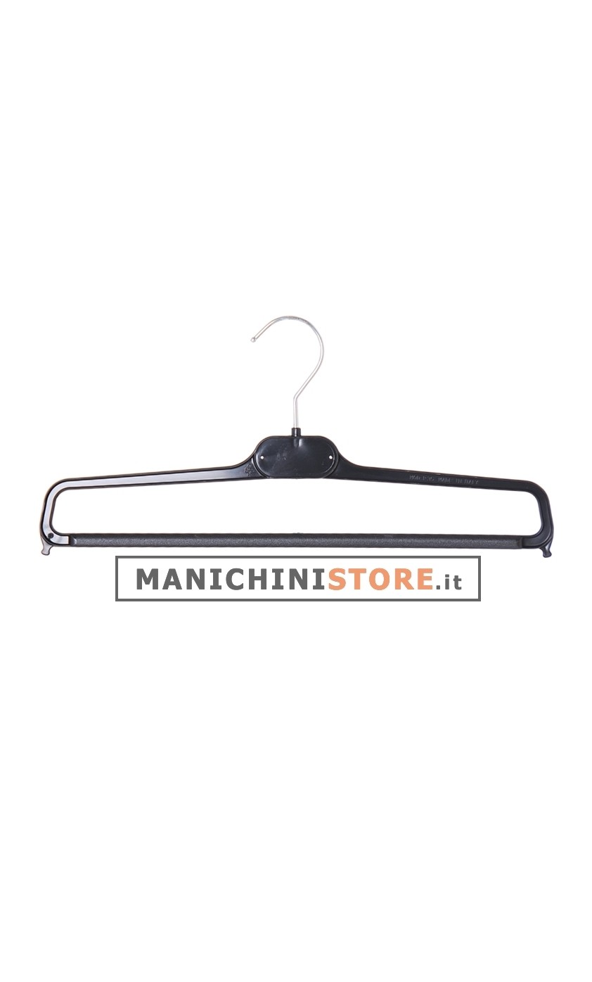 Gruccia appendiabito portapantalone 35 cm. Plastica Nera
