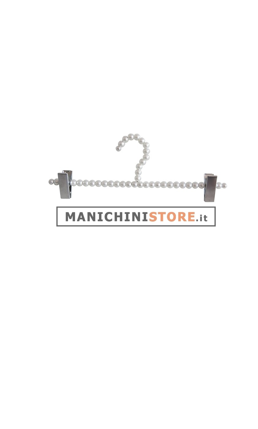 Gruccia perle pinza 31 cm- perle bianche