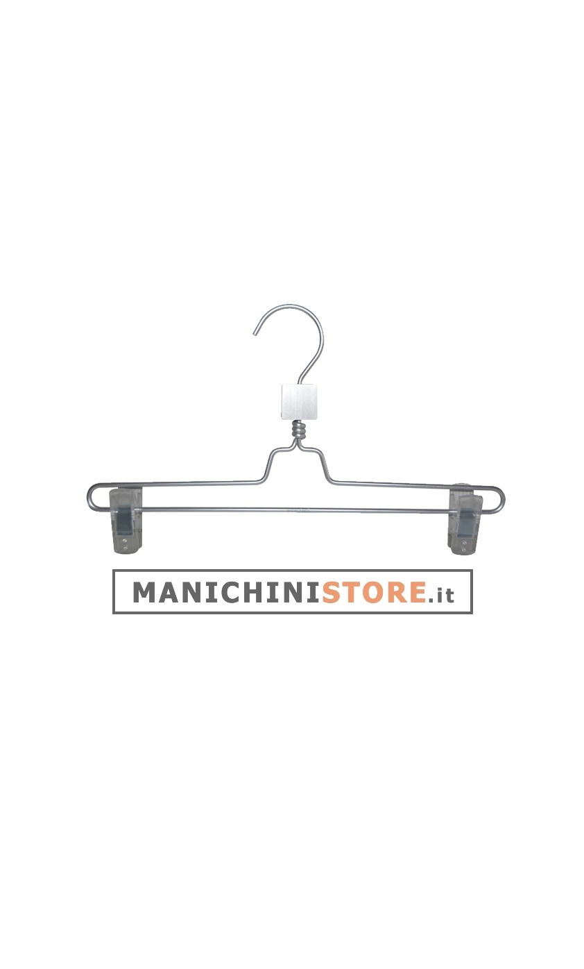 Gruccia metallo pinza Bambino 28 cm - alluminio satinato