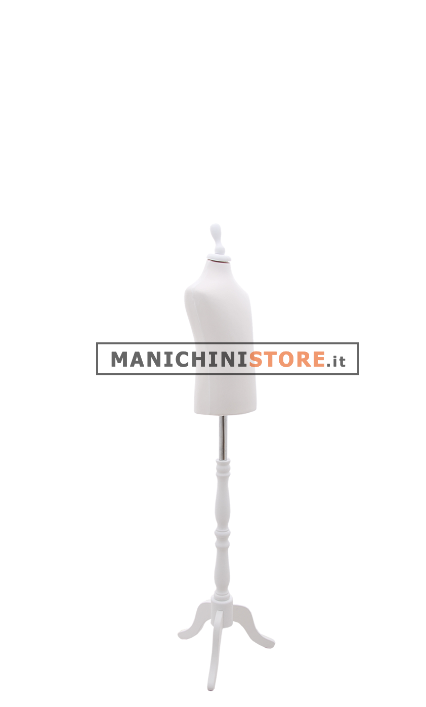 Busto bambino 3-4 anni con base treppiede barocco bianco