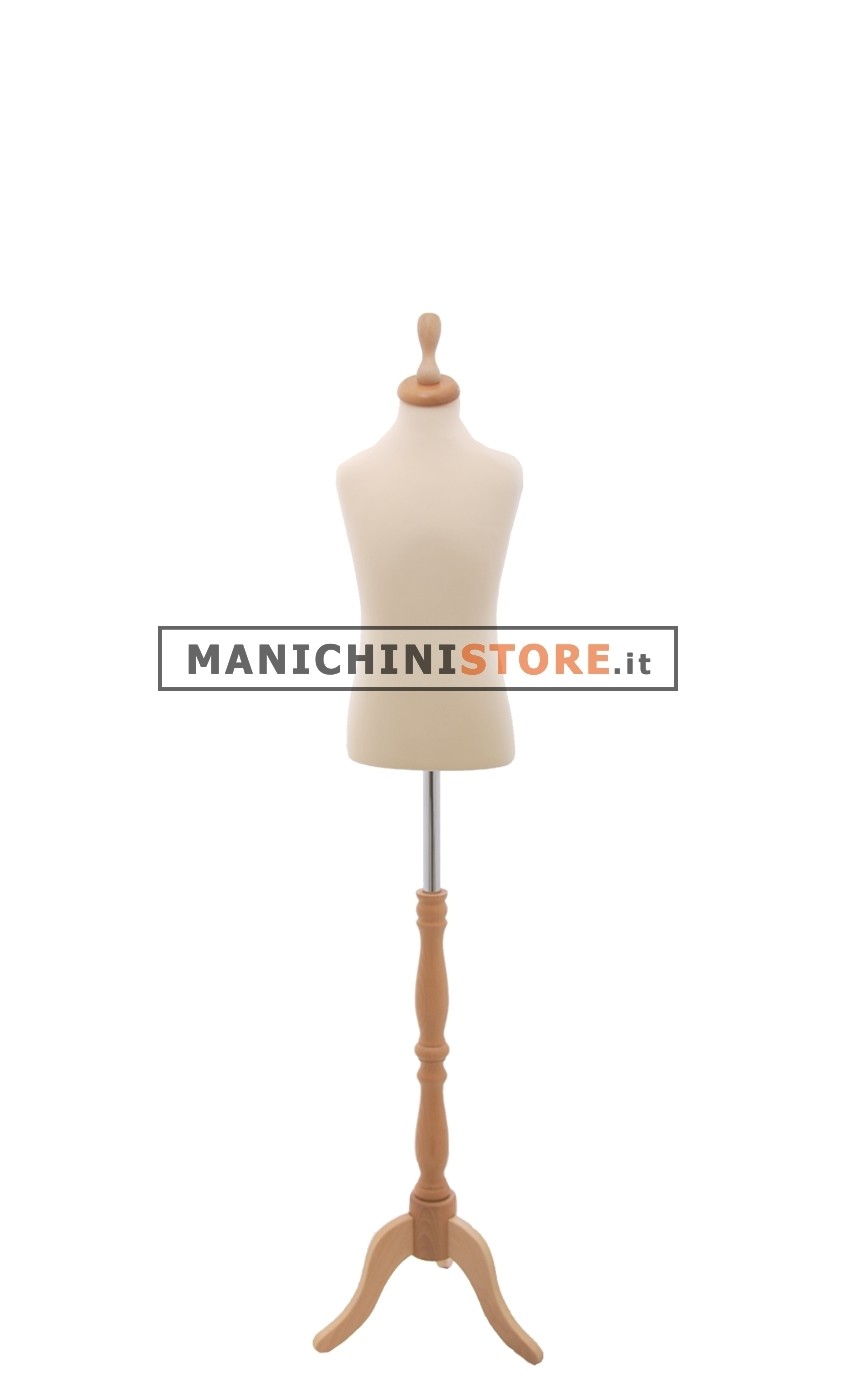 Busto bambino 6-8 anni con base treppiede barocco frassino