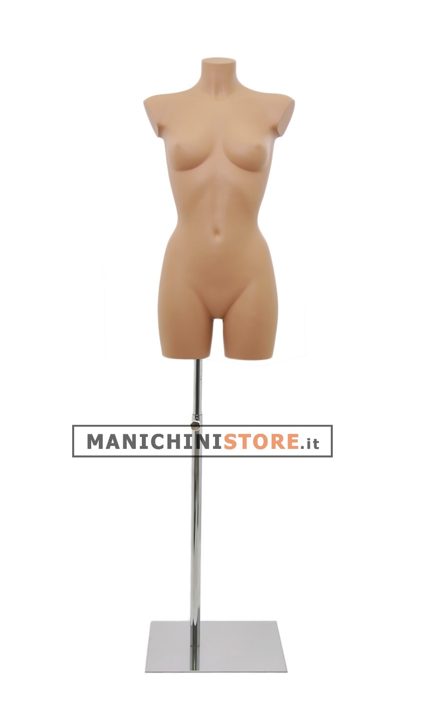 Busto manichino donna carne con base cromata