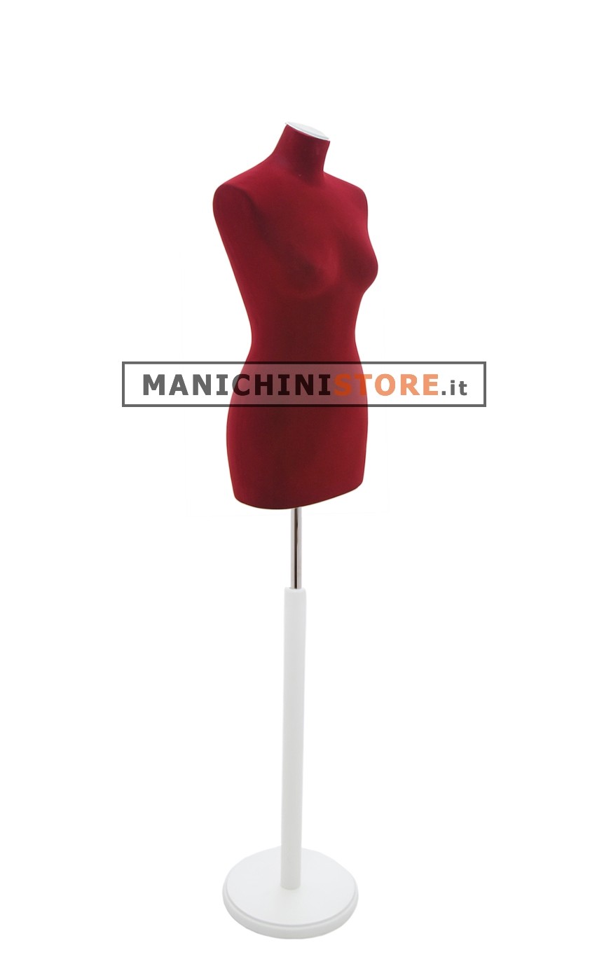 Busto sartoriale donna vellutato bordeaux base tonda bianca
