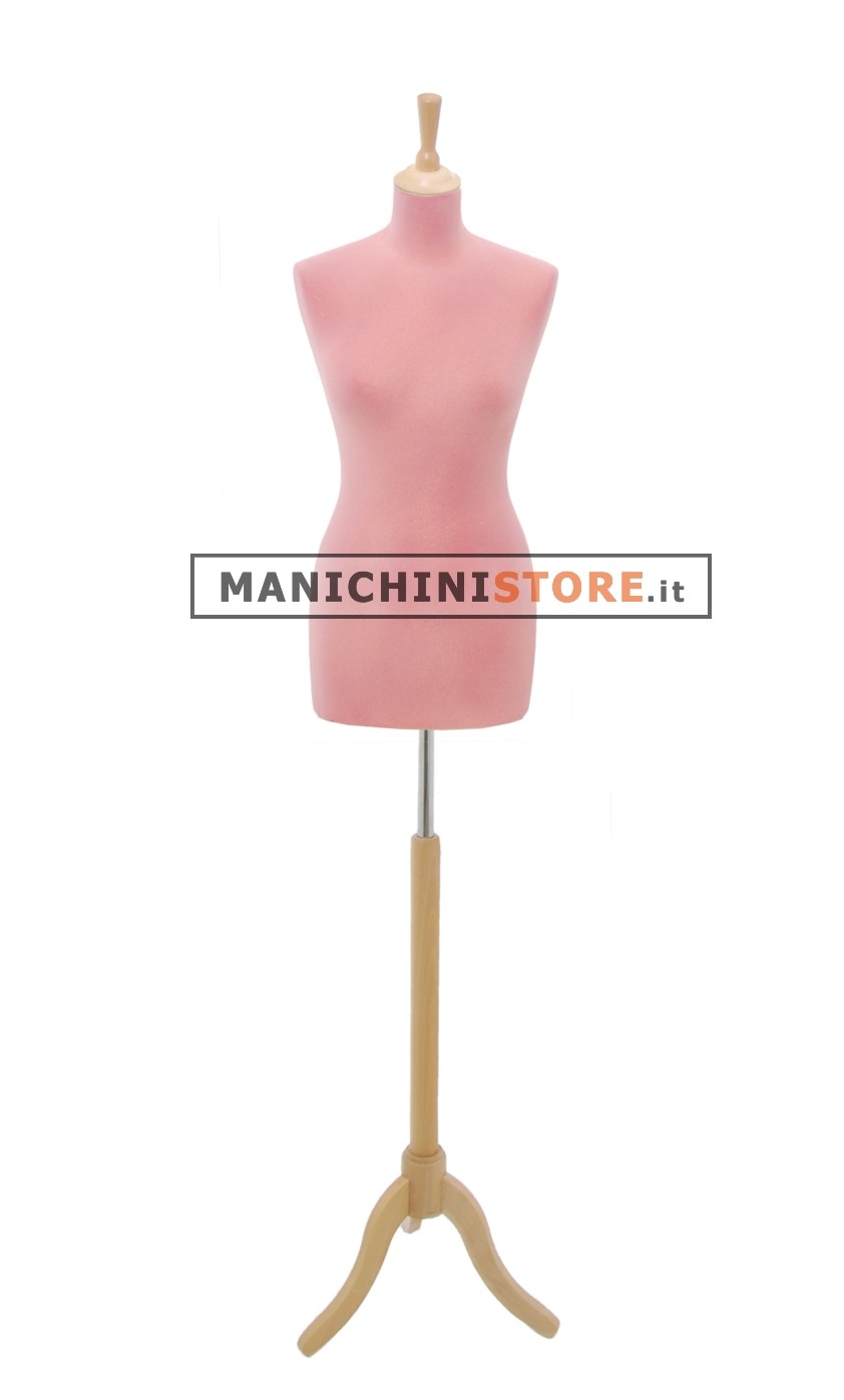 Busto sartoriale donna in velluto rosa treppiede frassino