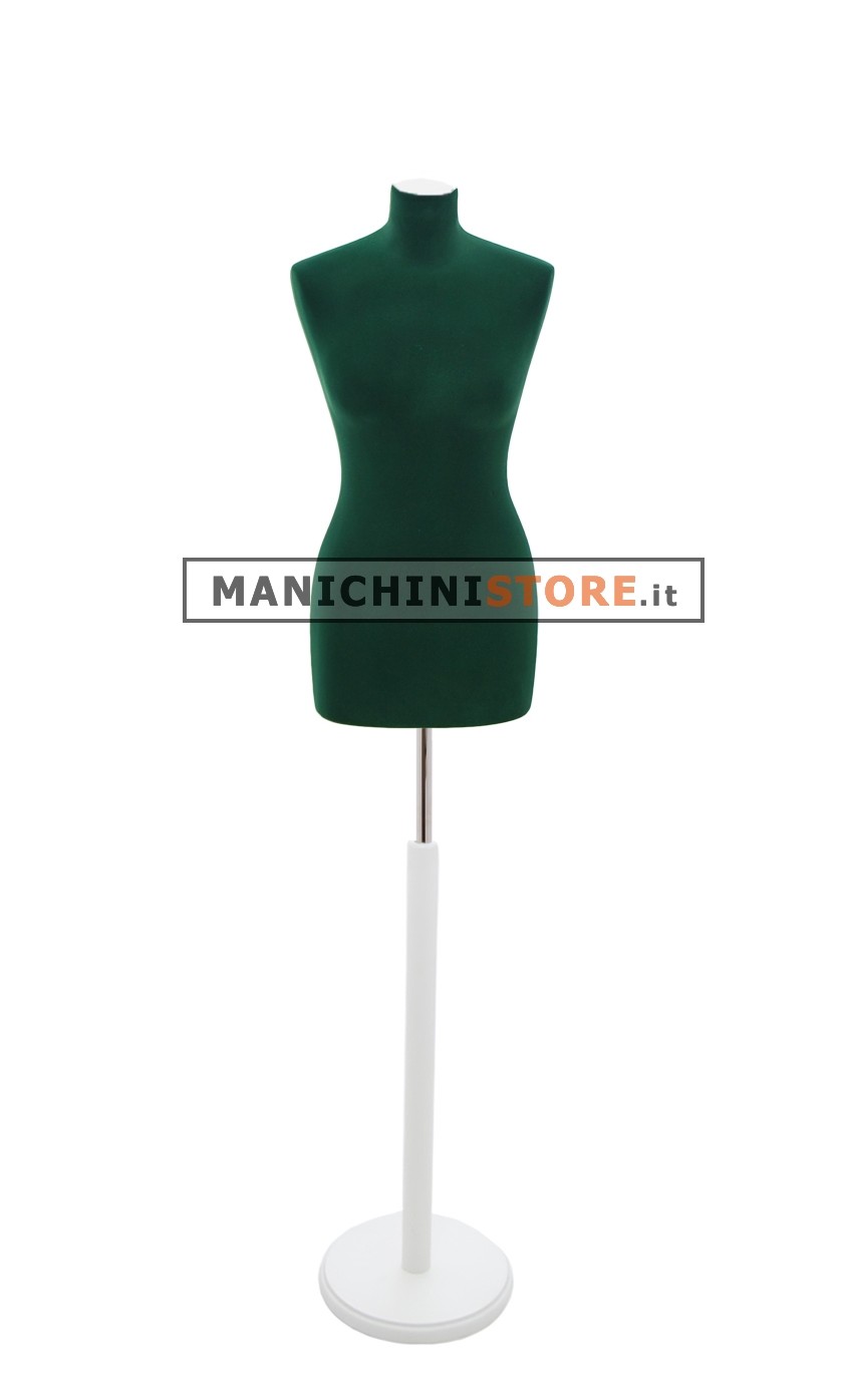 Busto sartoriale donna vellutato verde base tonda bianca