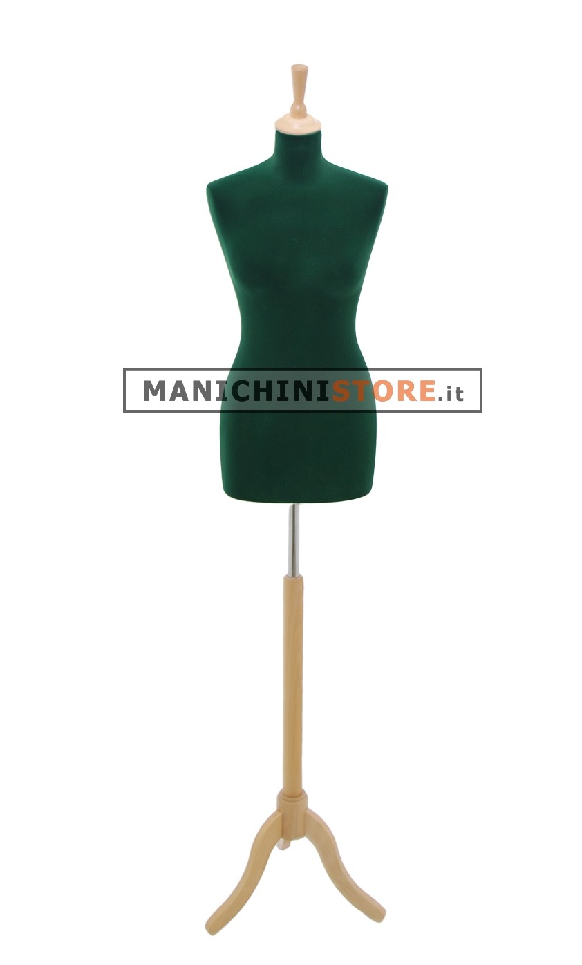 Busto sartoriale donna in velluto verde treppiede frassino