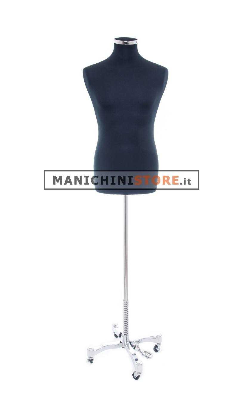 Busto uomo tessuto nero con base Taylor cromata
