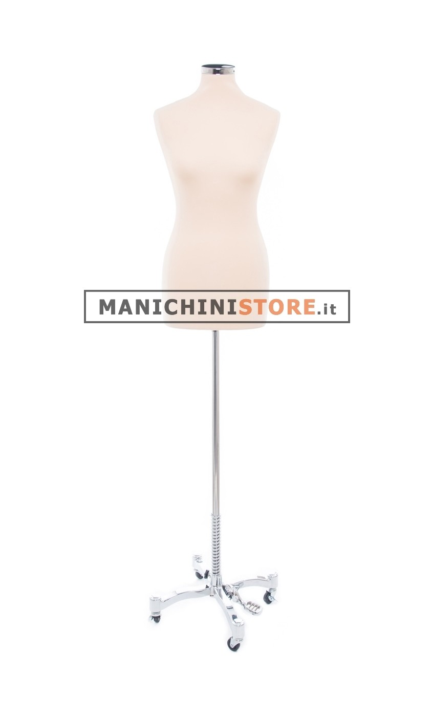 Busto donna tessuto avorio con base Taylor cromata