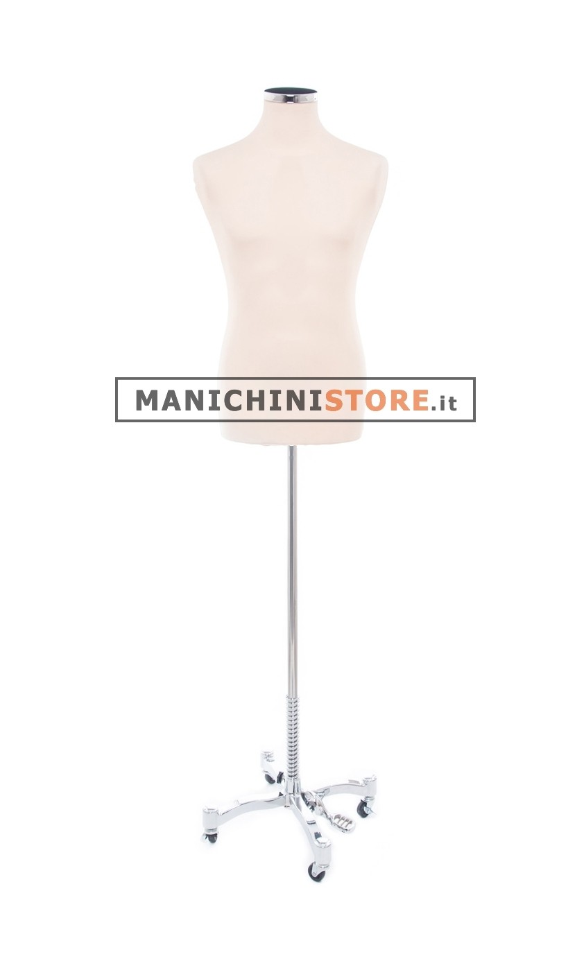 Busto uomo tessuto avorio con base Taylor cromata