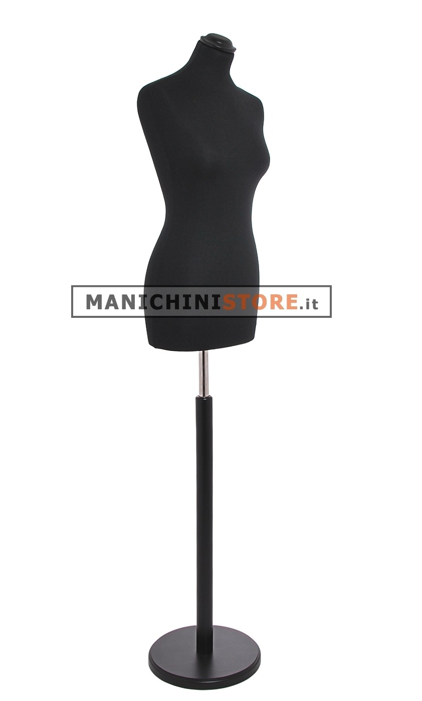 Busto donna total black con base tonda