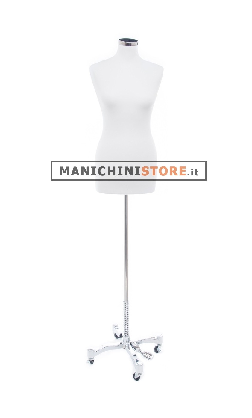 Busto donna tessuto bianco con base Taylor cromata