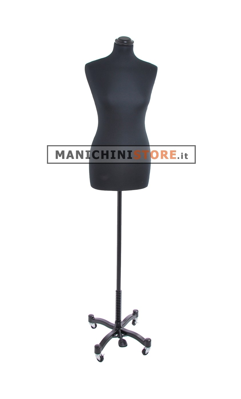 Busto donna tessuto nero con base taylor nera