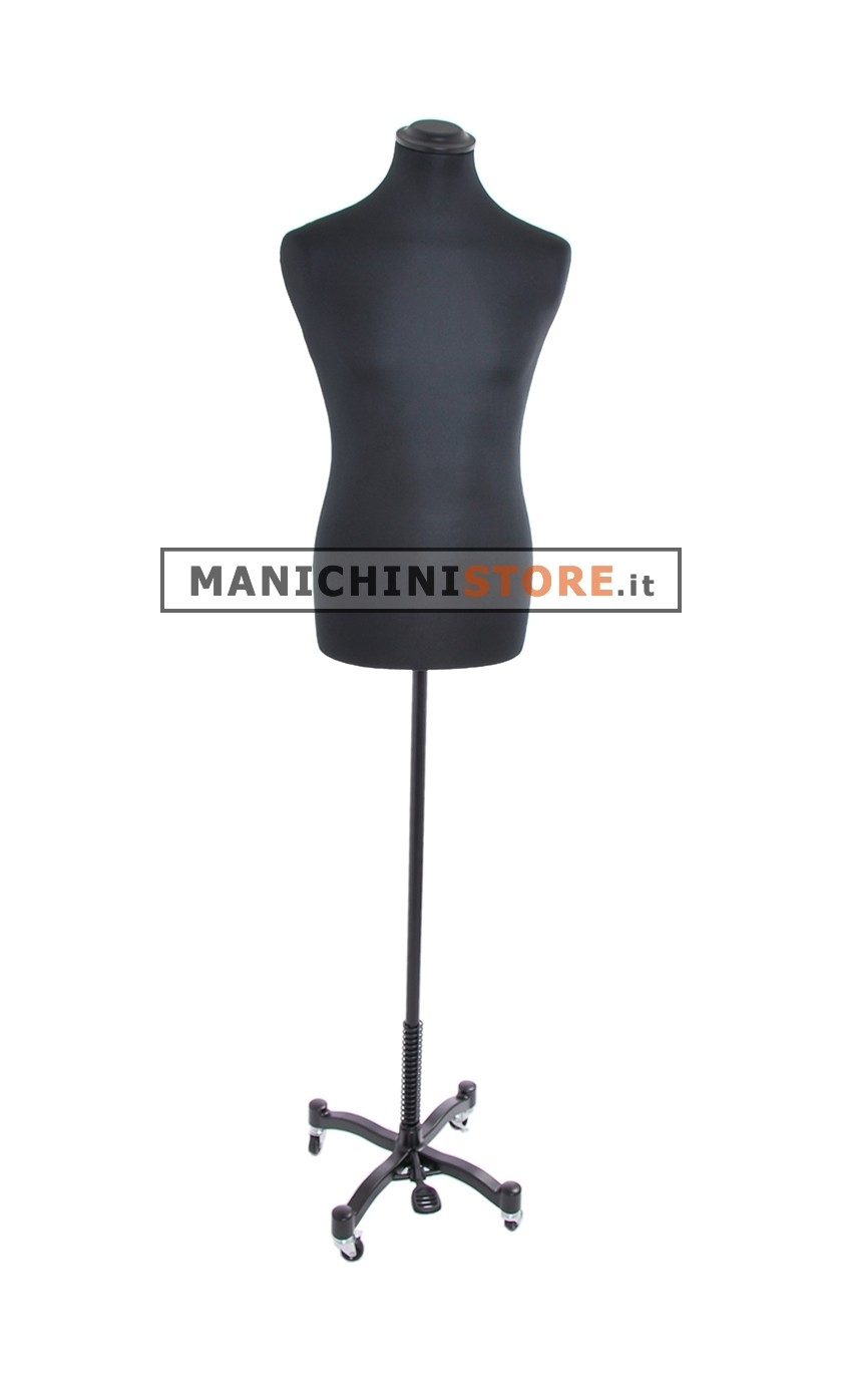 Busto uomo tessuto nero con base taylor nera