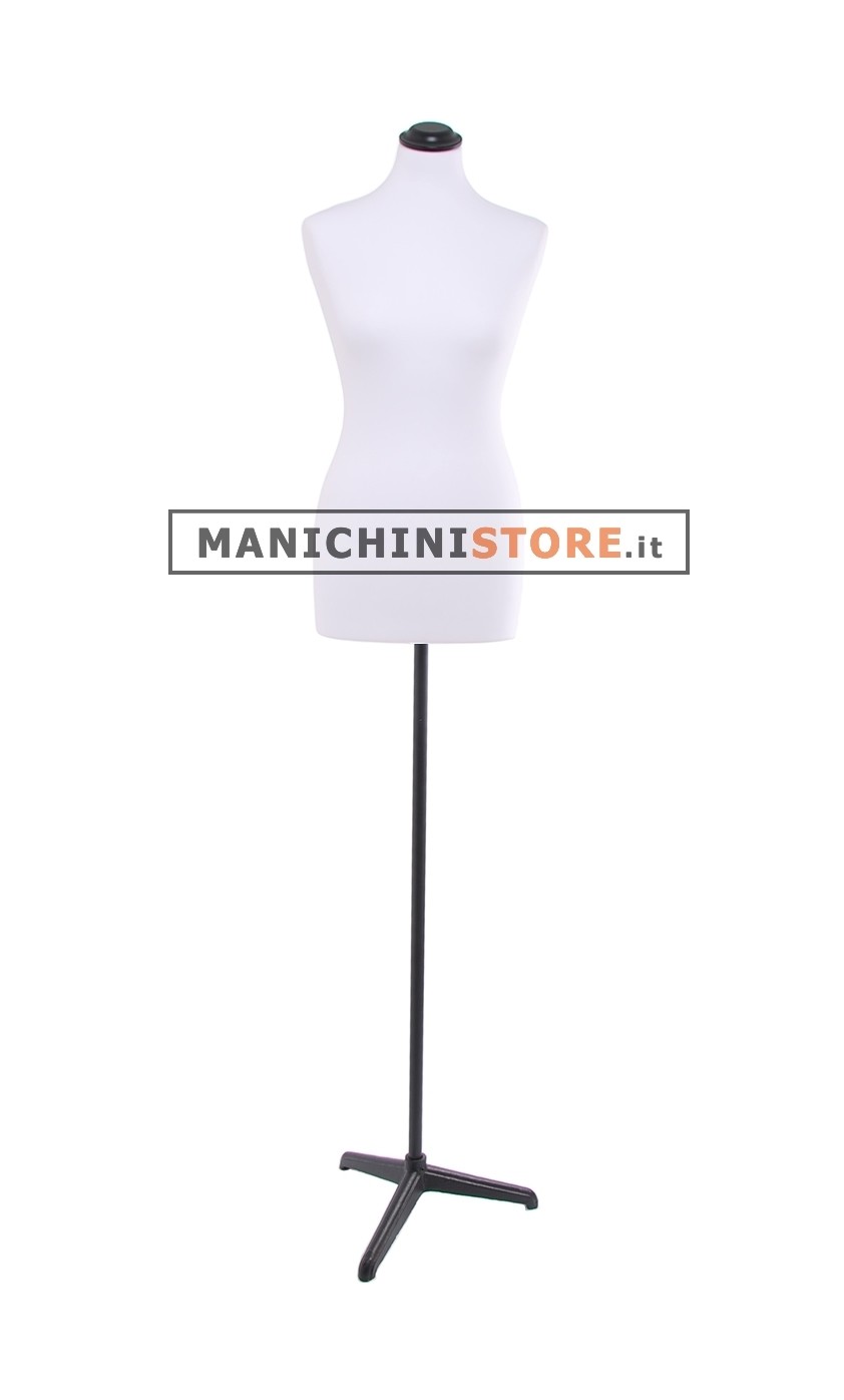 Busto donna tessuto bianco con base treppiede nera