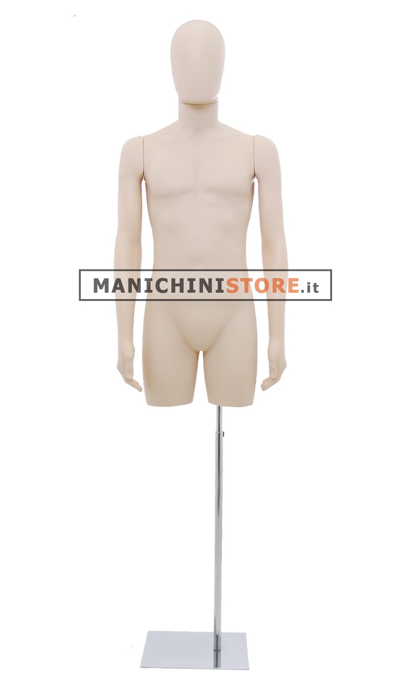 Busto torso uomo carne con braccia e testa a uovo e base
