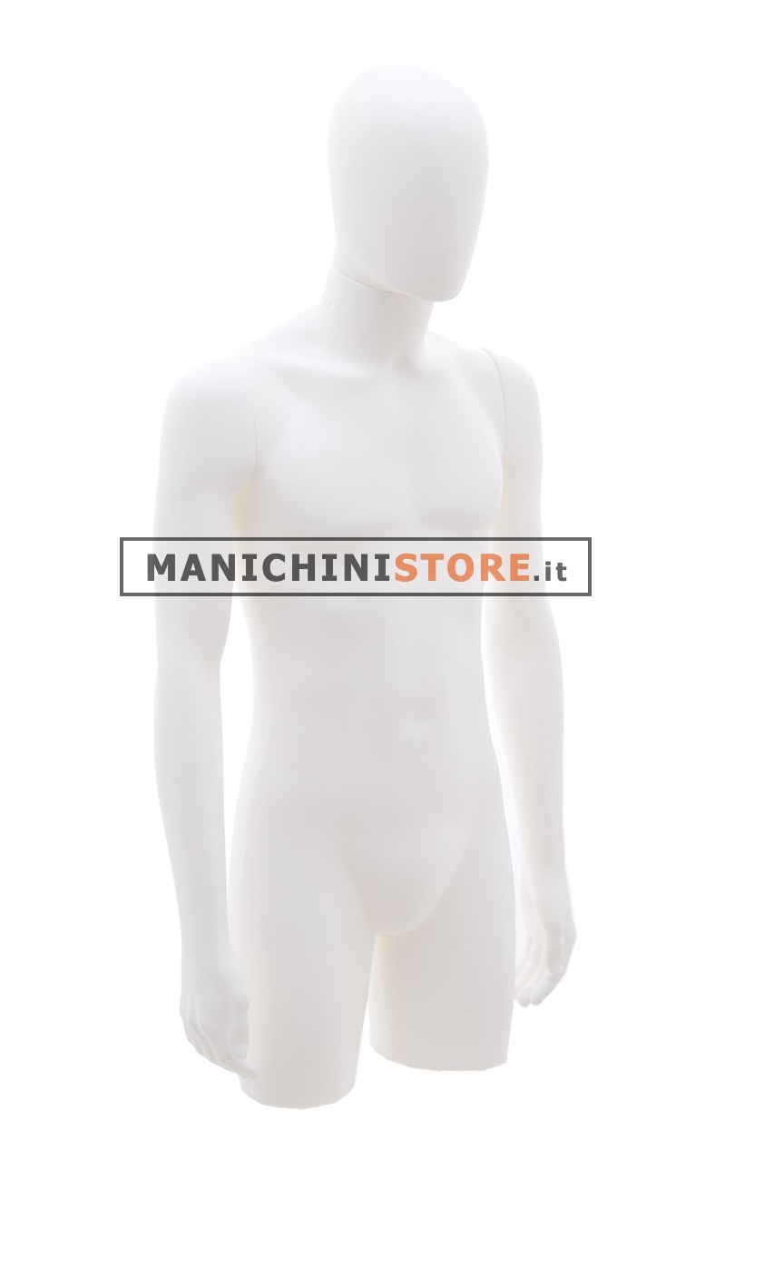 Busto torso uomo con braccia e testa a uovo con base