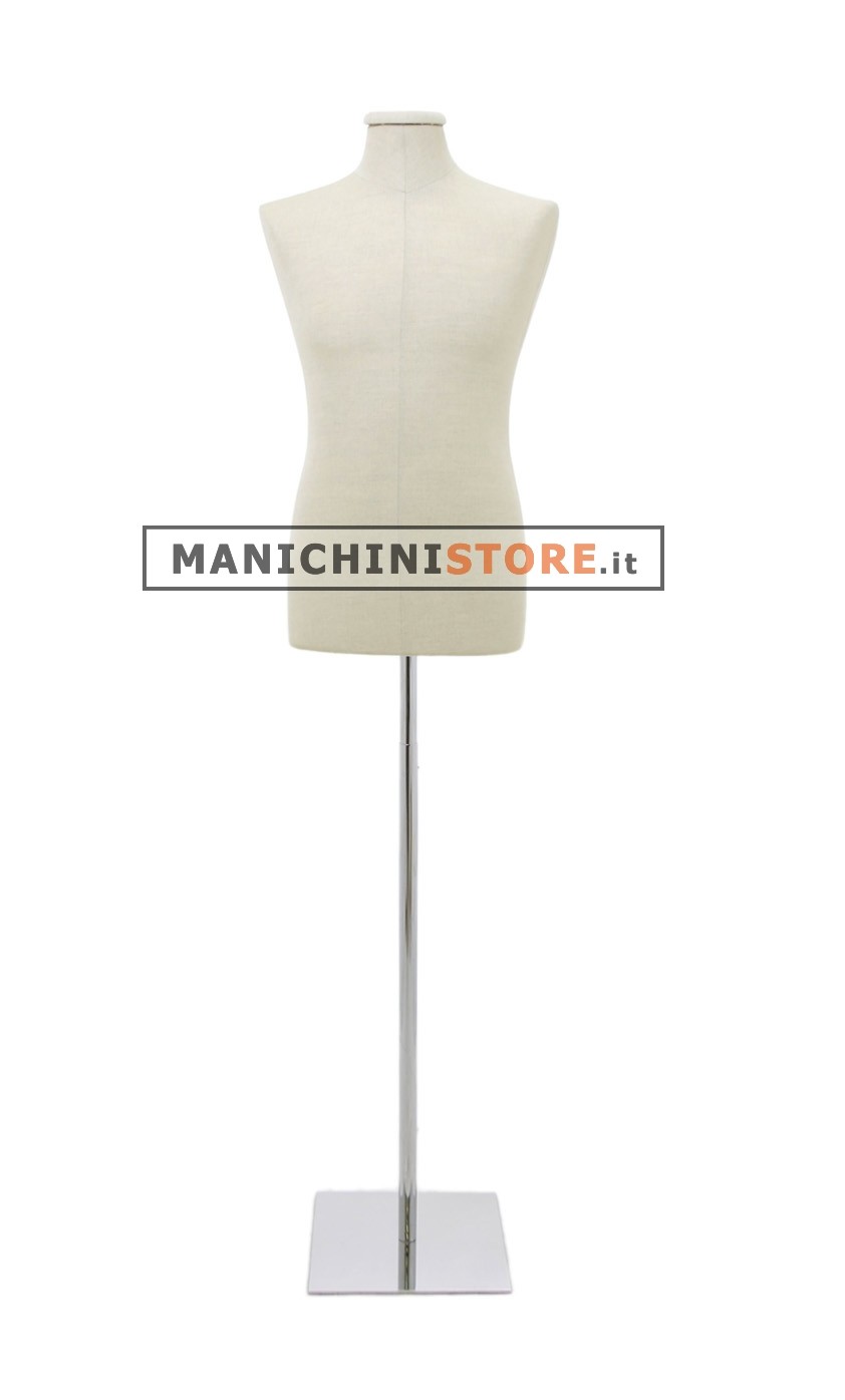 Busto uomo in Lino con base quadra cromata