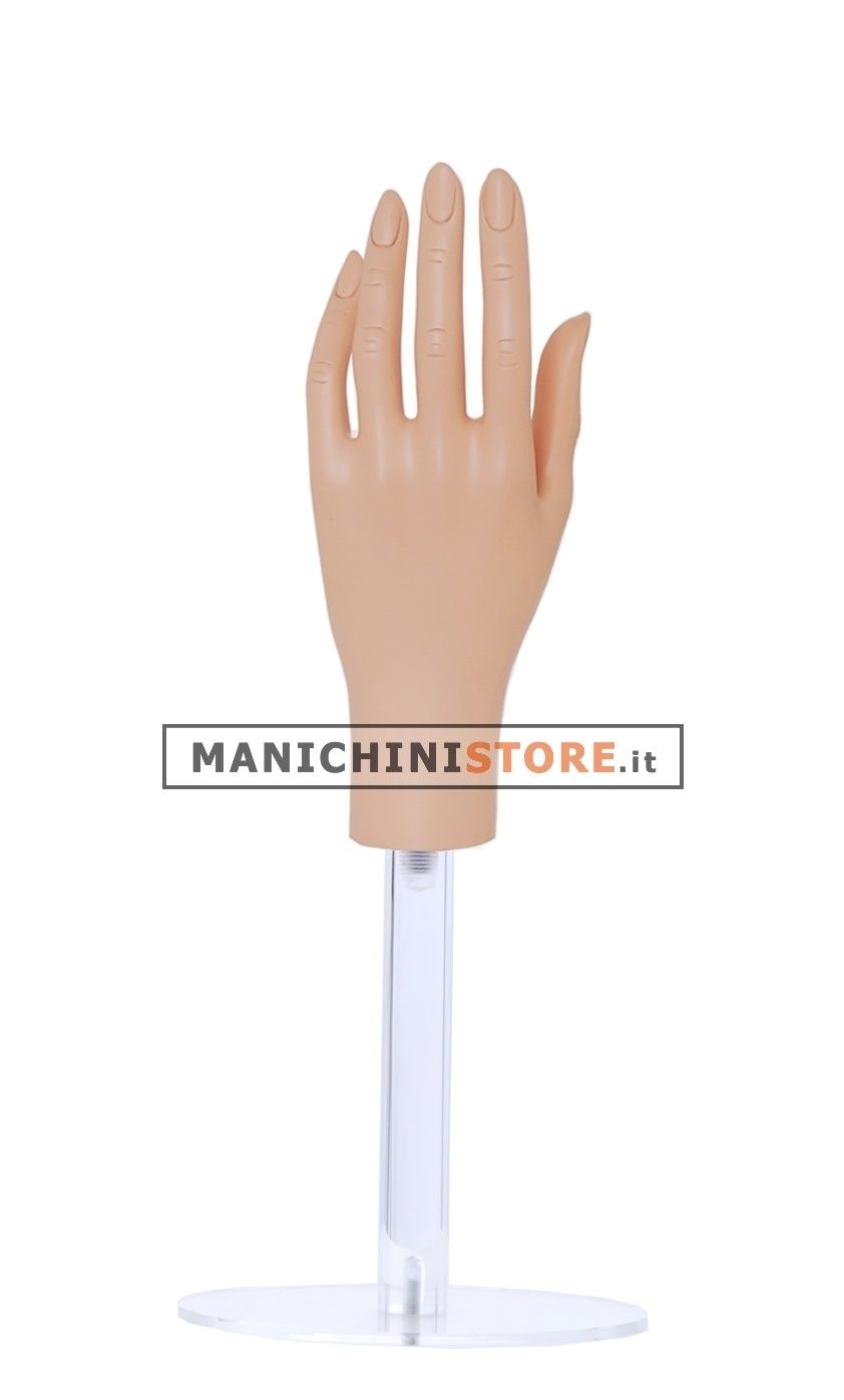 Mano donna per guanti con base in plexiglass