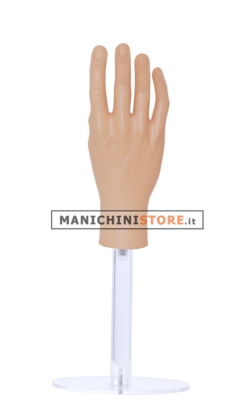 Mano uomo per guanti con base in plexiglass