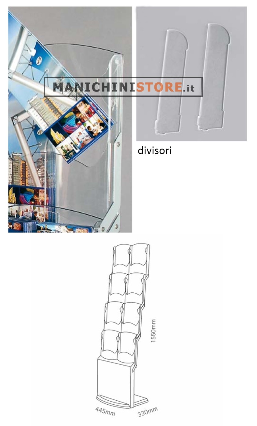 Espositore pieghevole a 8 tasche