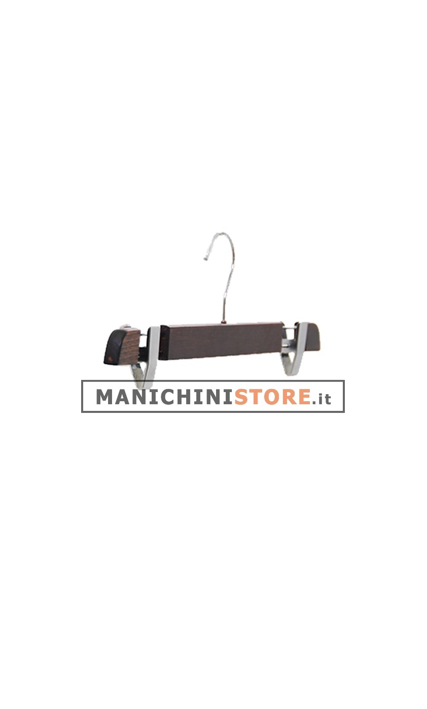 Gruccia legno pinza 38 cm - Noce