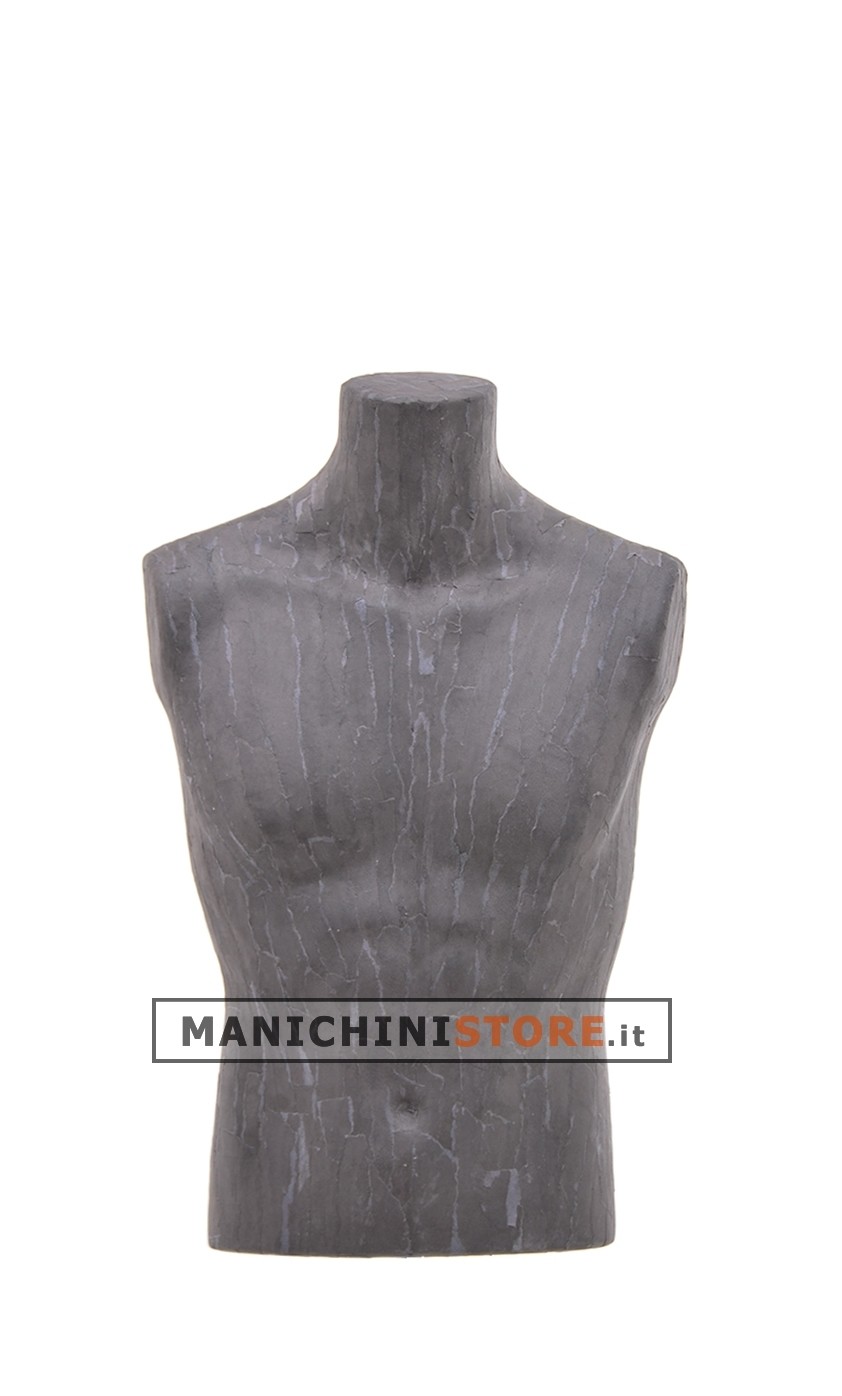 Busto uomo da banco rivestito in cartapesta Antracite