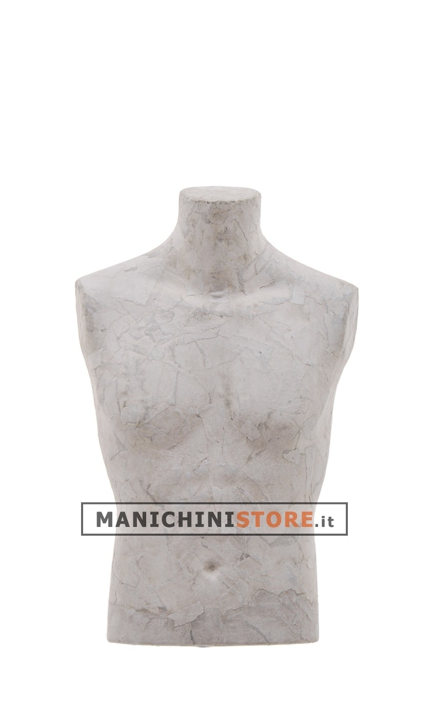 Busto uomo da banco rivestito in cartapesta Cemento