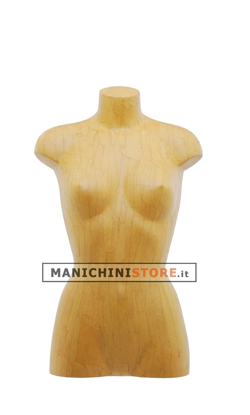Busto donna da banco rivestito in cartapesta Ocra
