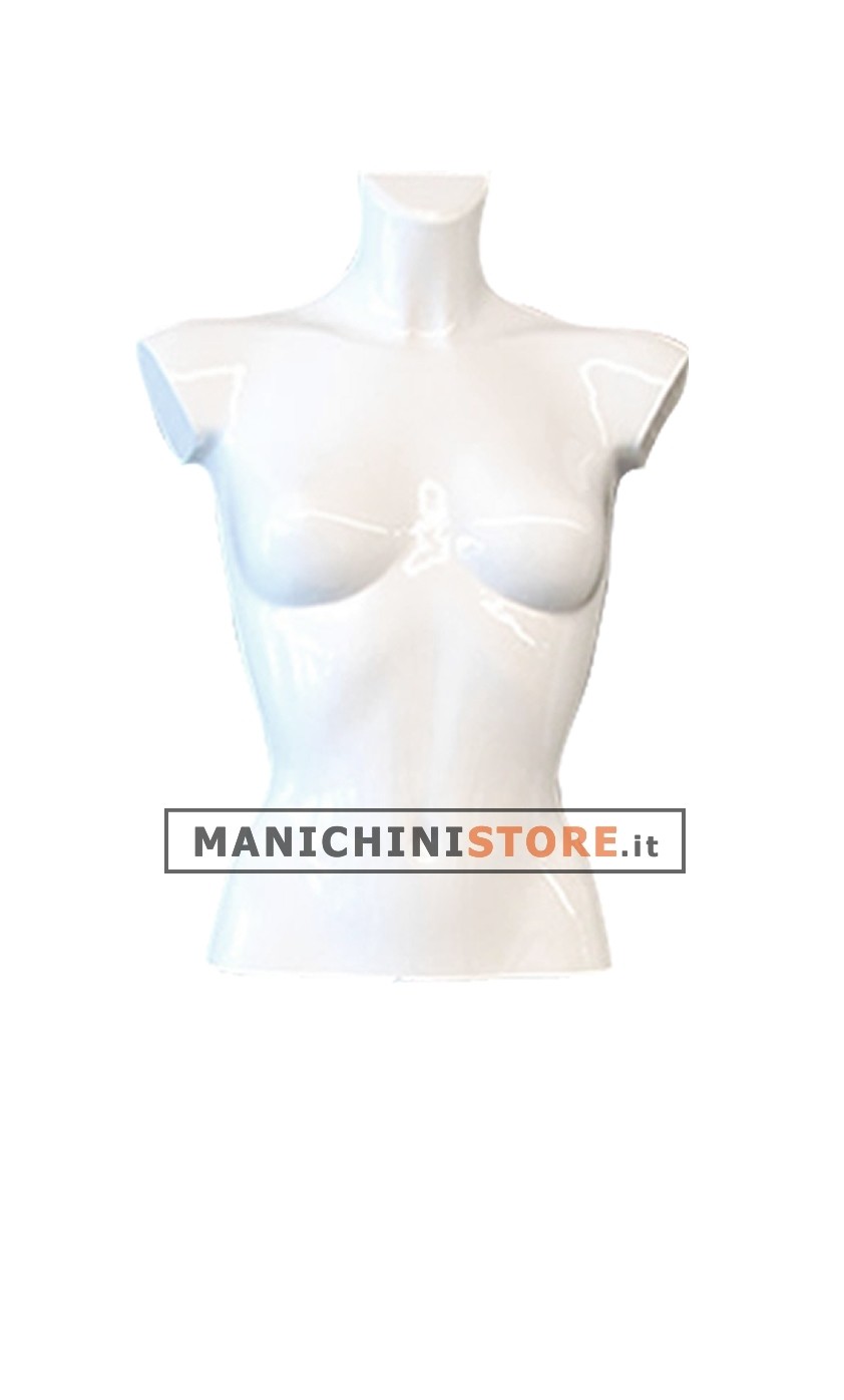 Busto torso donna corto laccato bianco