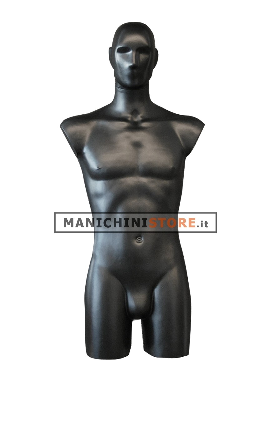 Busto manichino uomo nero con testa stilizzata