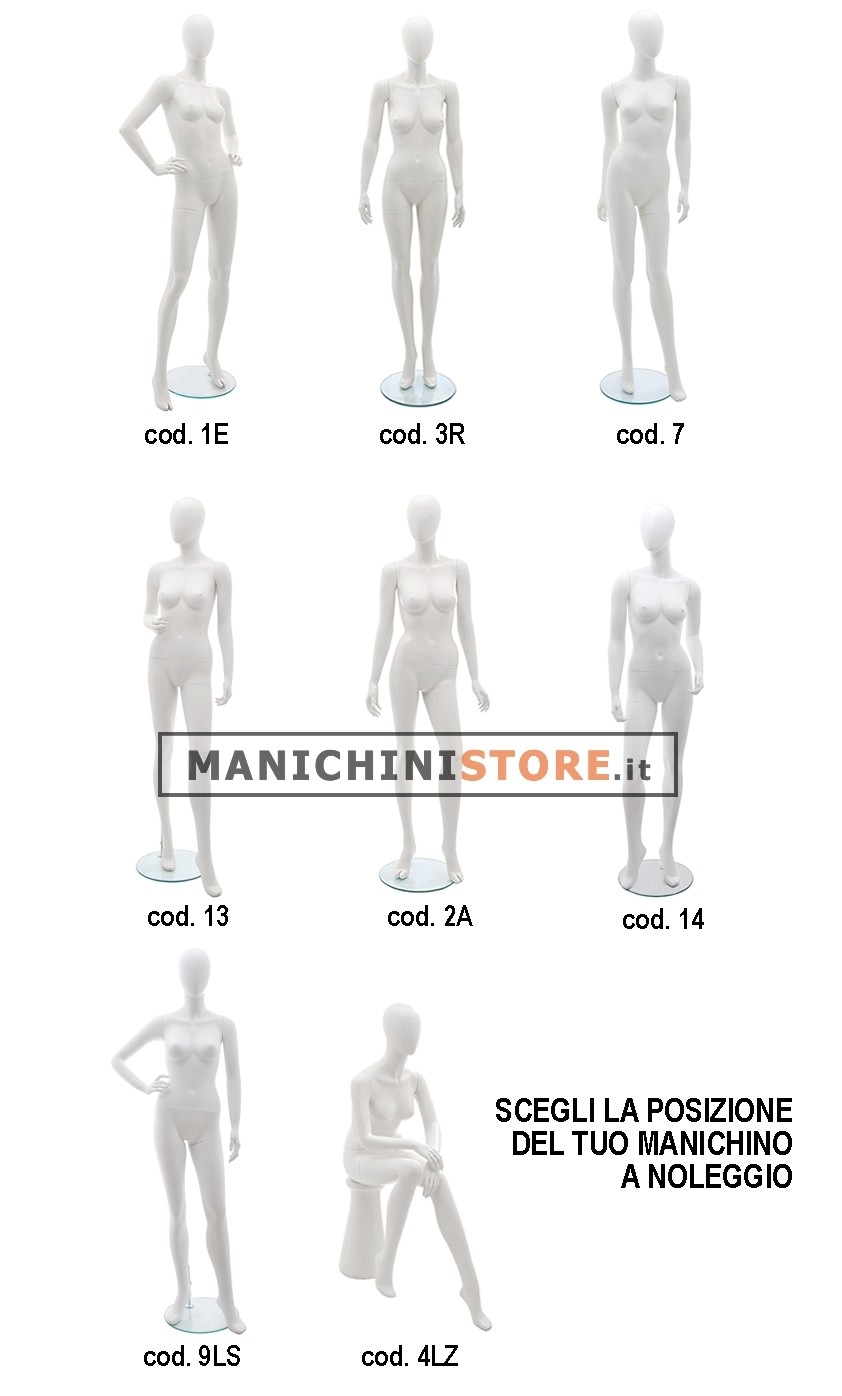 Noleggio 1 manichino donna Testa a Uovo