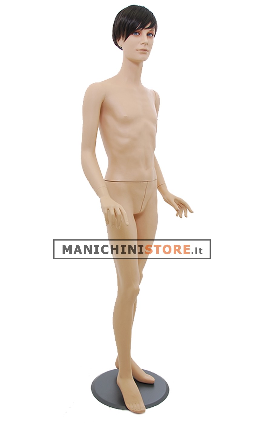 Manichino uomo realistico con parrucca