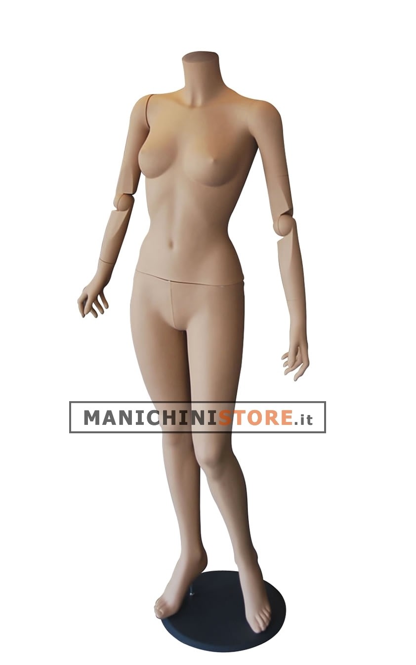 Manichino donna senza testa precolorato con braccia snodate