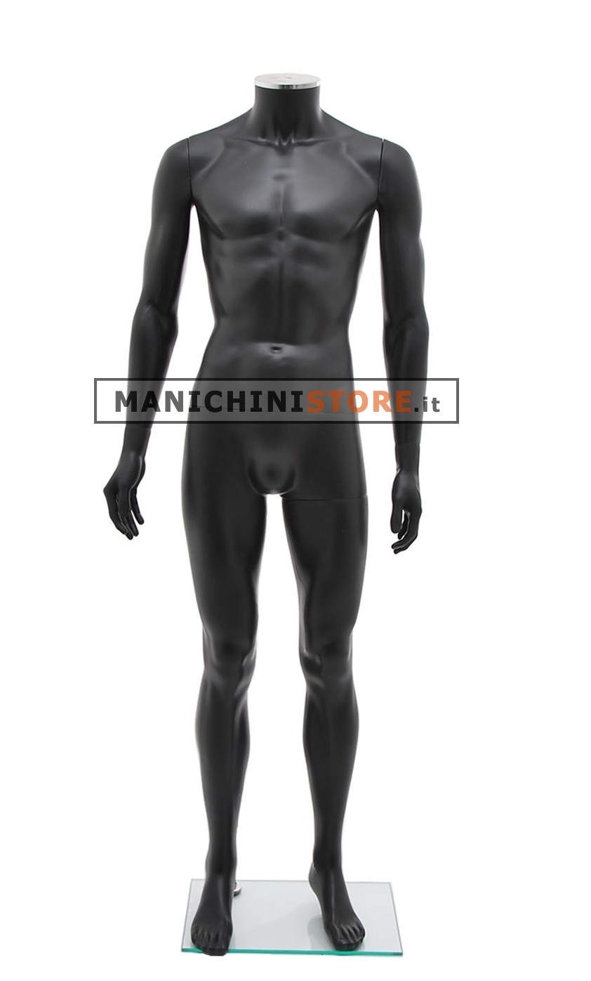 Manichino uomo senza testa plastica nero opaco 1