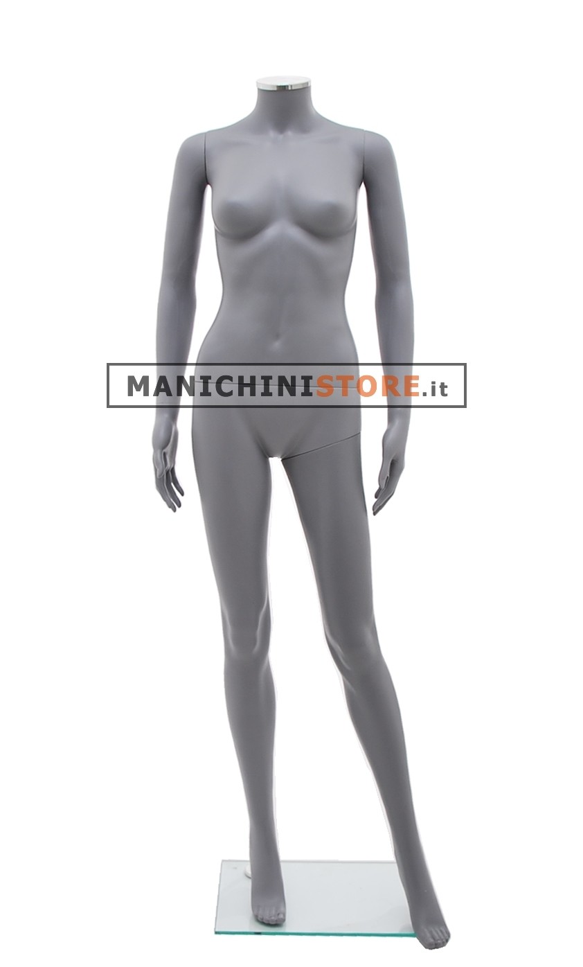 Manichino donna senza testa plastica grigio opaco 1