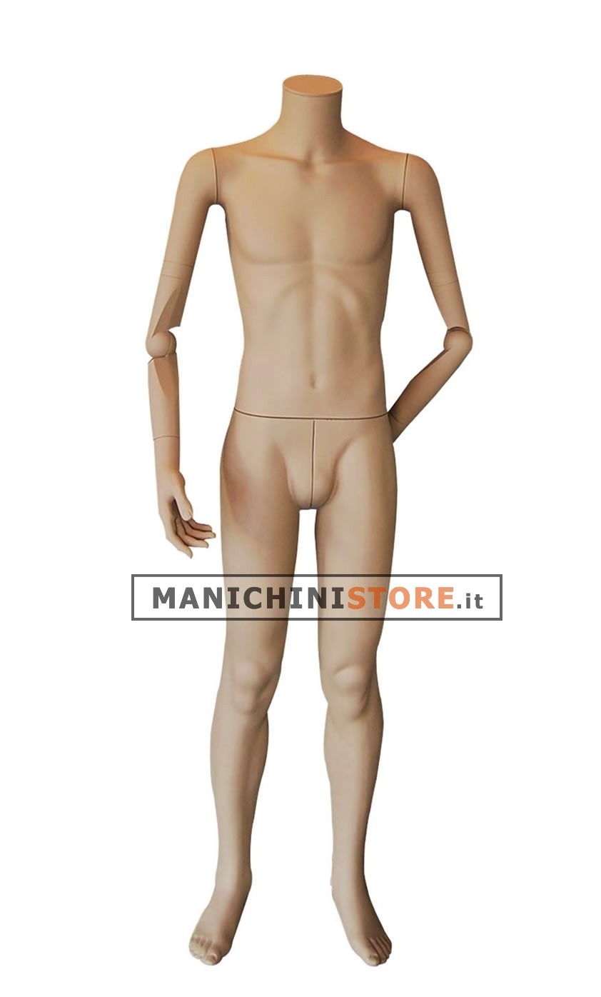Manichino uomo senza testa precolorato con braccia snodate