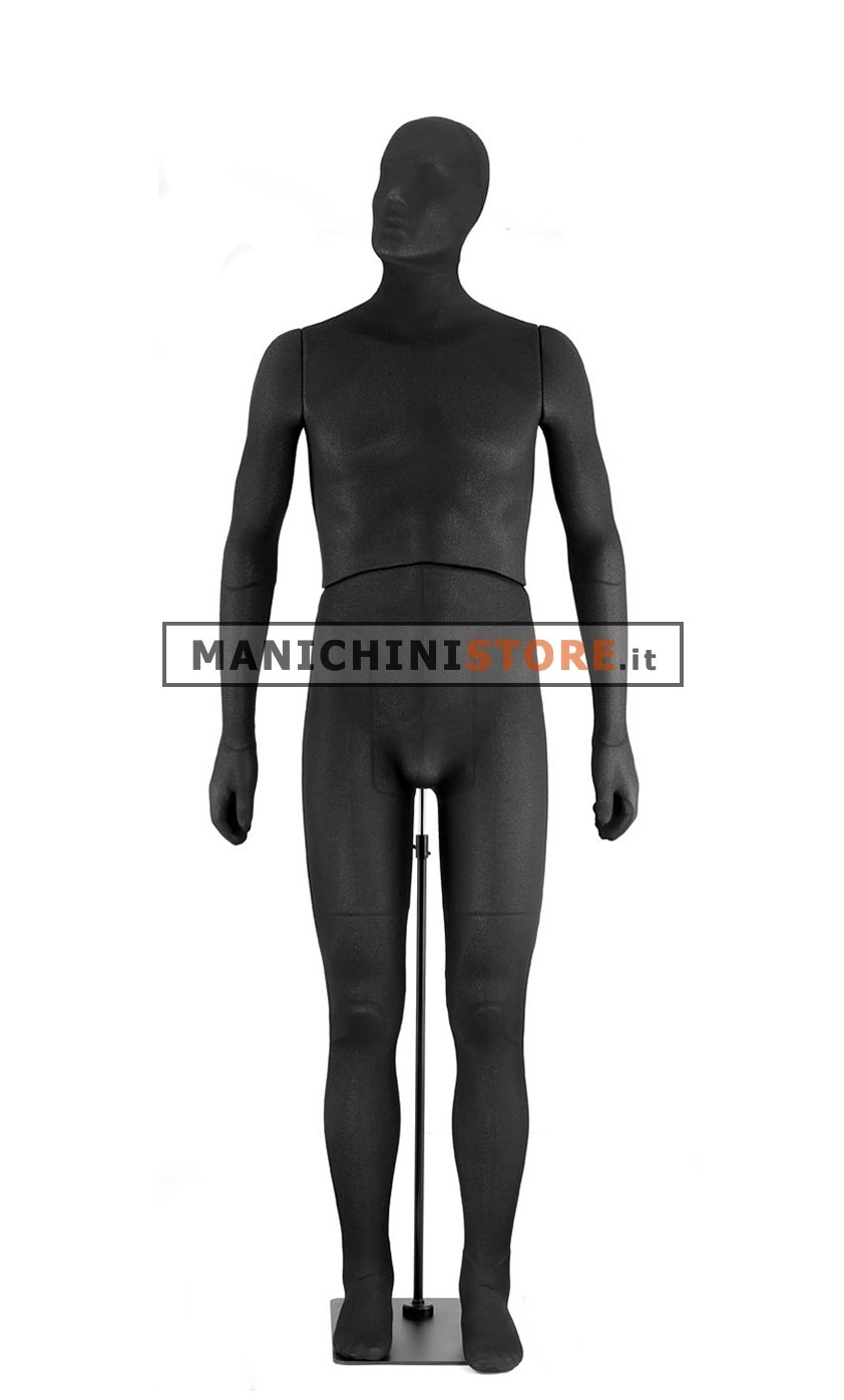 Manichino uomo snodato rivestito in tessuto