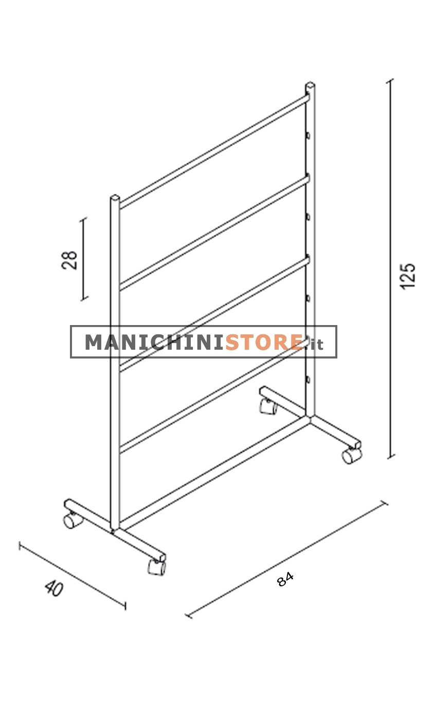 Stender porta appendini a 4 barre -  cm 84