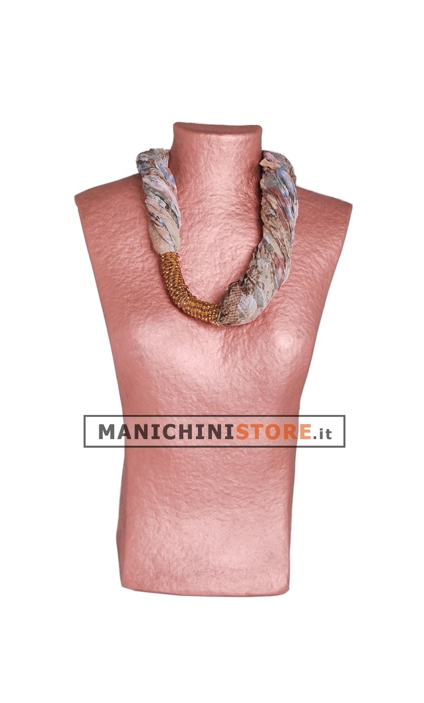 Torso display gioielli cartapesta rame