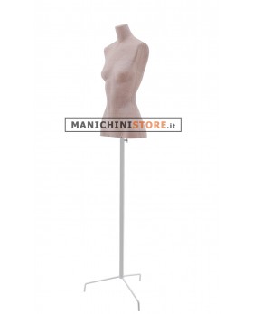 Busto cartapesta donna color argilla con treppiede