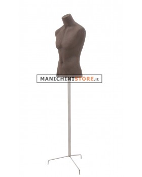 Busto uomo Cuoio in Cartapesta treppiede inox